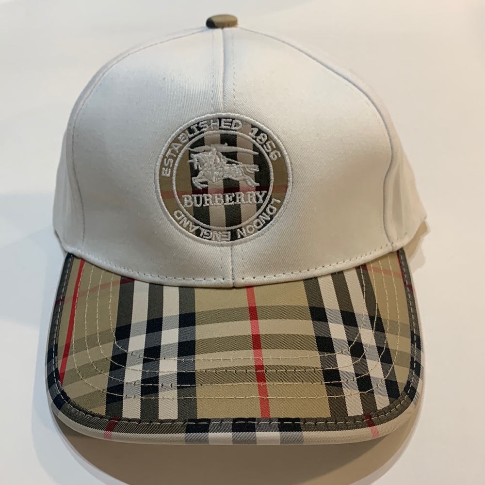 White Burberry London Baseball Hat